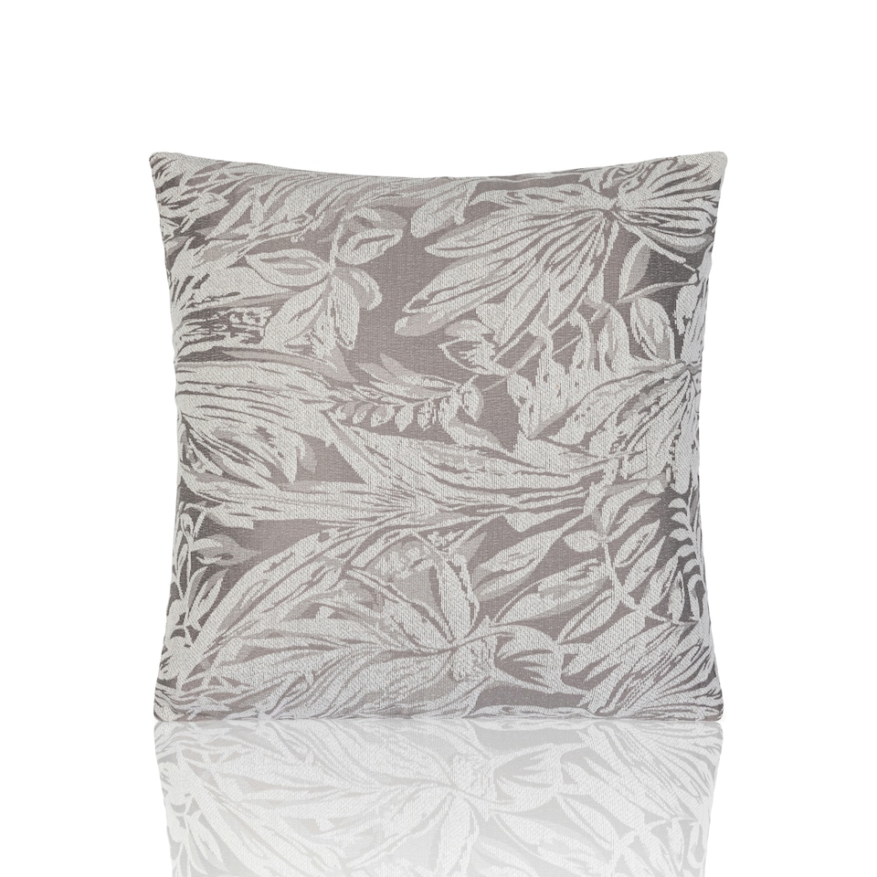 image 1 of Botanic Floral Soft Chenille 45cm x 45cm Silver Cushion Set of 4 | Silver | White | 45cm x 45cm x 10cm | 4