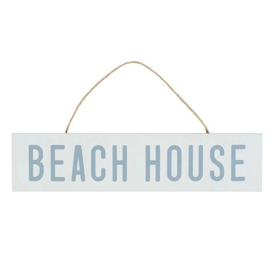 image 1 of Something Different Beach House Door Sign - White/Light Blue - 30cm x 7cm x 0.8cm