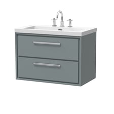 Modern Wall Hung 2-Drawer Bathroom, Fireclay Basin, Grey, 800mm | Grey | Monument Grey | 1
