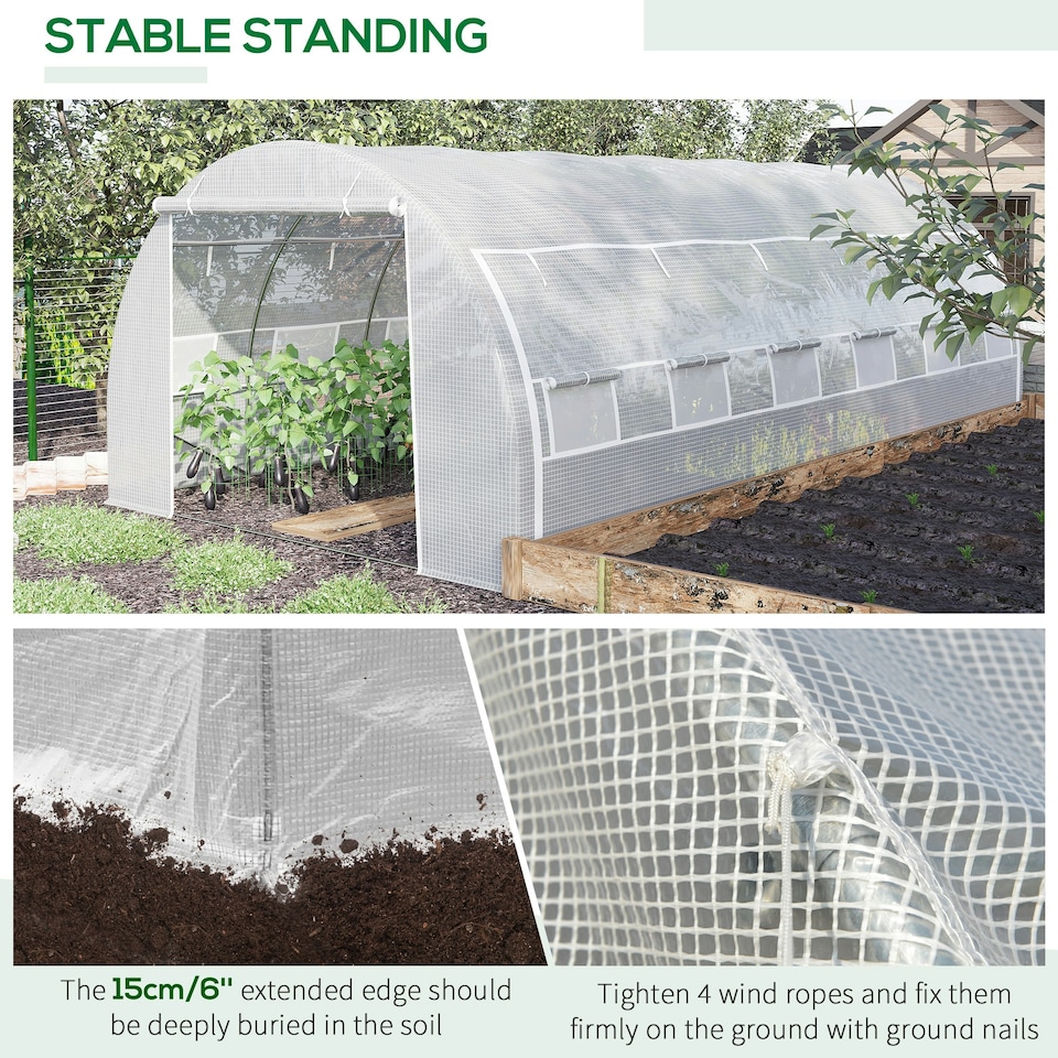 image 1 of Outsunny 6 x 3 x 2 m Polytunnel Greenhouse Pollytunnel Tent w/ Steel Frame White