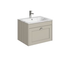 Balterley Wall Hung 1 Drawer Unit with Stone Basin 1 Tap Hole | Grey | 431 x 600 x 453mm