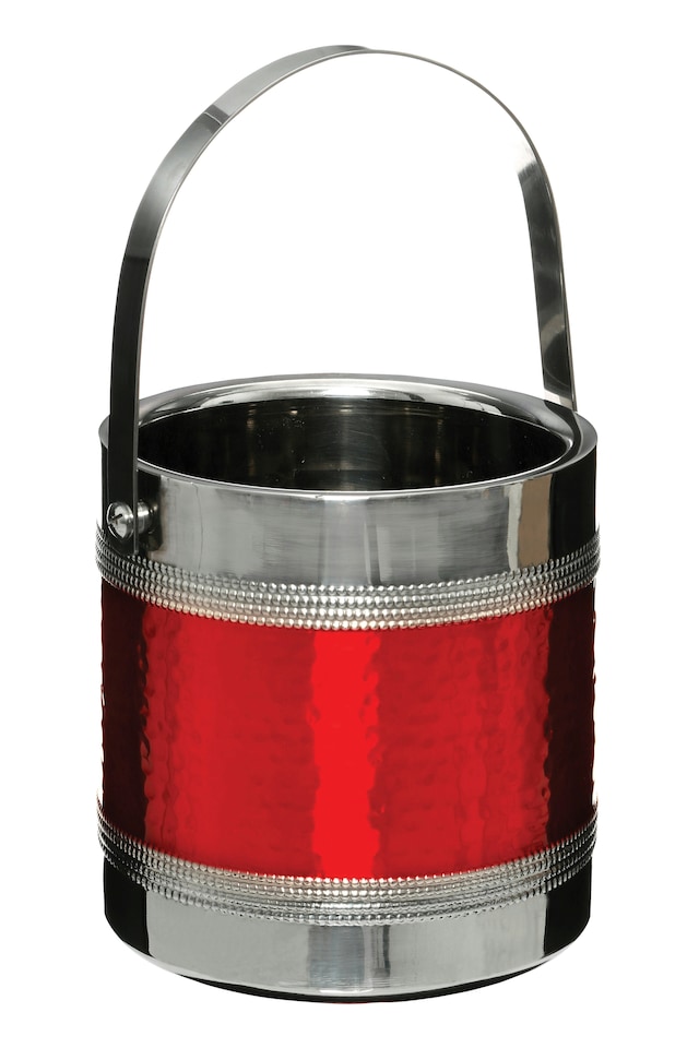 image 1 of Red Ice Bucket With Tongs