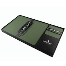 Lara-May Set of 6 Olive Green Recycled Leather Placemats & 6 Leather Coasters