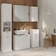 image 6 of Lokko Bathroom Storage Unit with 1 Door & 1 Drawer with Silver Handles in White