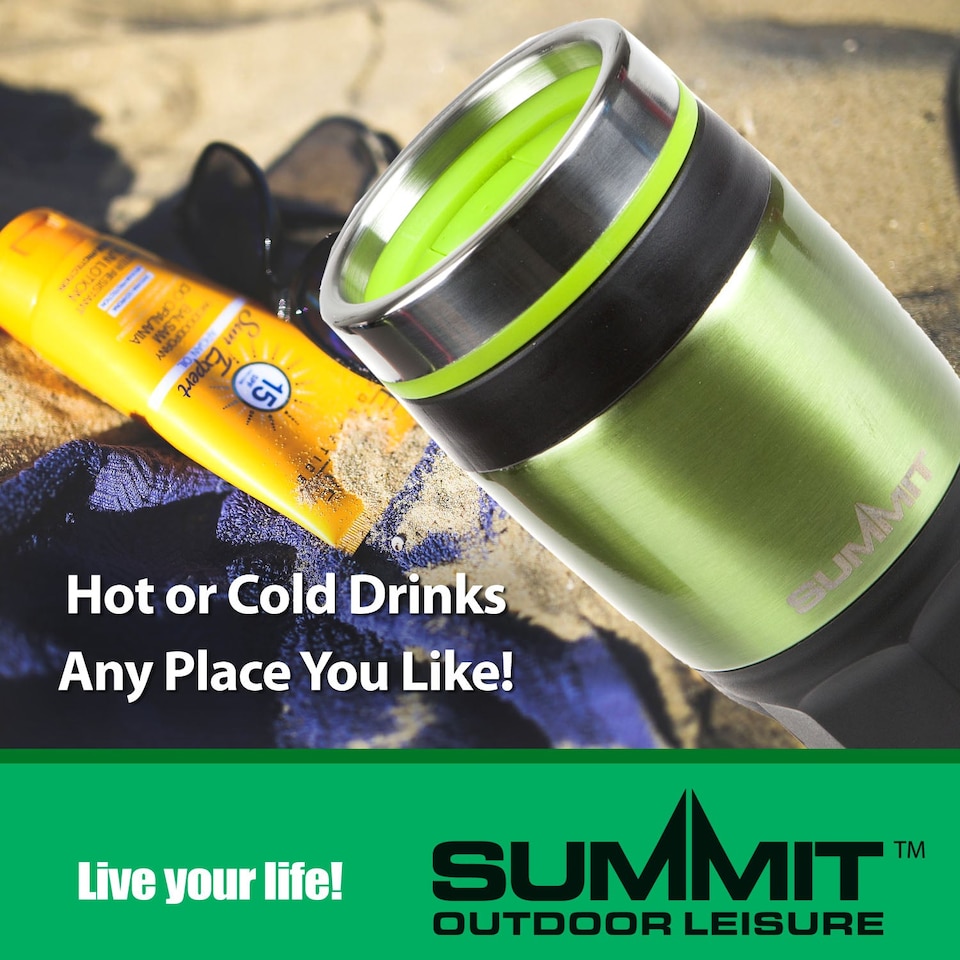 image 1 of VFM e-Store Green 400ml Insulated Travel Mug - Metallic, Leakproof