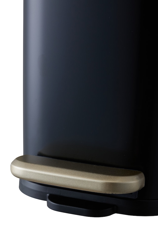 image 1 of Living and Home Slim Rubbish Bin with Soft Close Lid-Black | Black