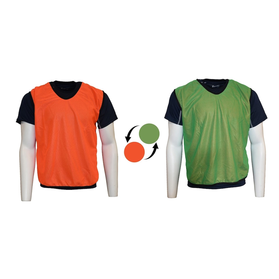 image 1 of Precision Reversible Mesh Training Bibs, Multi Sport Dual Colour Unisex Design, Football Hockey Rugby, Lightweight And Breathable Polyester, 50" Chest, Adults, Orange/Green