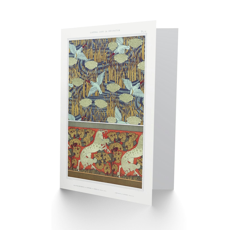 image 1 of Maurice Pillard Verneuil Art Card Kingfisher Bird and Horse Pattern