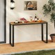 image 7 of COSTWAY Outdoor Rectangle Patio Side Table w/Metal Frame Brown