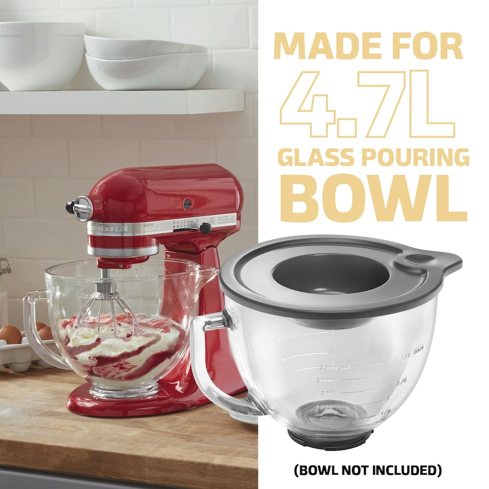 image 1 of SPARES2GO Bowl Cover for KitchenAid Glass K5GB 4.7L 4.8L litre 5quart Mixing Lid 5KSM5GBS