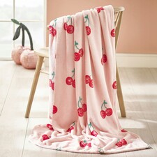 Catherine Lansfield Disco Cherries Cosy Fleece 200x240cm Oversized Blanket Throw Pink Pink