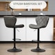 image 4 of HOMCOM Bar Stools, Set of 2 Breakfast Bar Chairs, Swivel Barstools with Backrest and Footrest, Steel Frame Diamond Pattern PU, for Kitchen Counter, Dining Room, Dark Grey