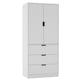 image 2 of 2 Door 3 Drawer Wardrobe with Hanging Rail - Modern Bedroom Storage Furniture | White | White with White Doors | 1