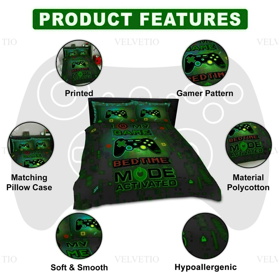 image 1 of Gamer Printed Duvet Cover Set Reversible Polycotton Beddings Multi | Double