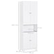 image 5 of HOMCOM Tall Freestanding Bathroom Cabinet Retro Shutters w  3 Compartments Shelves Elevated Base Narrow Organiser White 60L x 30W x 182.5H cm | White | White