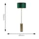 image 3 of ValueLights Lexy Gold Dimmable Floor Lamp with Forest Green Velvet with Gold Inner Lamp Shade and LED Bulb