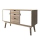 image 1 of Scandi 2 Door 3 Drawer Oak Sideboard - MDF - L45 x W125 x H77 cm - White Brown
