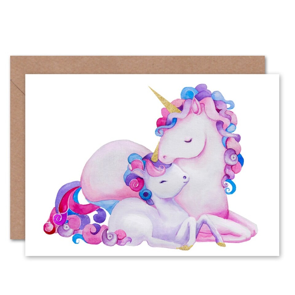 image 1 of Unicorn Mother and Daughter Kids Birthday Child Kids Card
