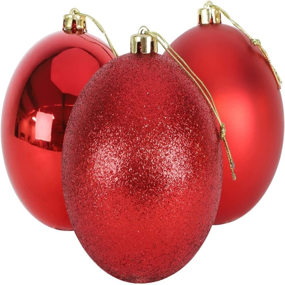 image 1 of 10cm/6Pcs Christmas Baubles Shatterproof Red,Tree Decorations