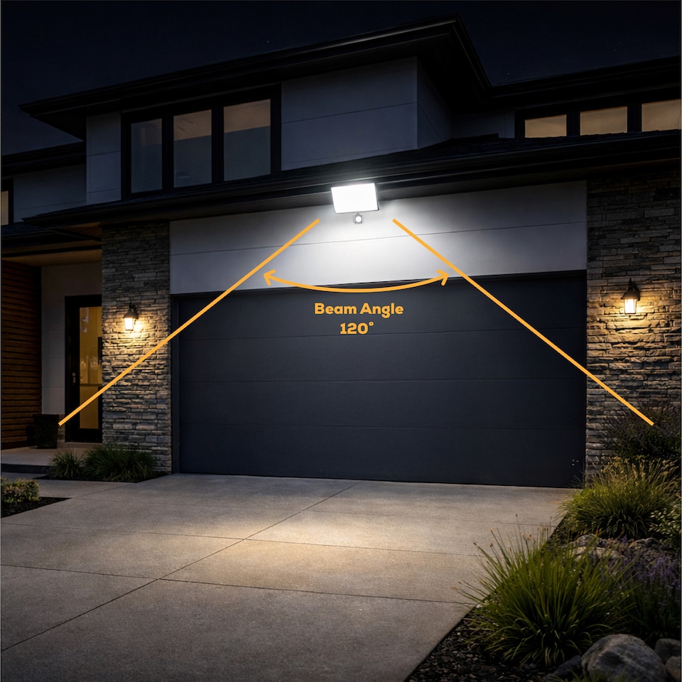 image 1 of TCP 20W LED Floodlight with PIR Motion Sensor, Efficient Outdoor Light with Screwless Connector