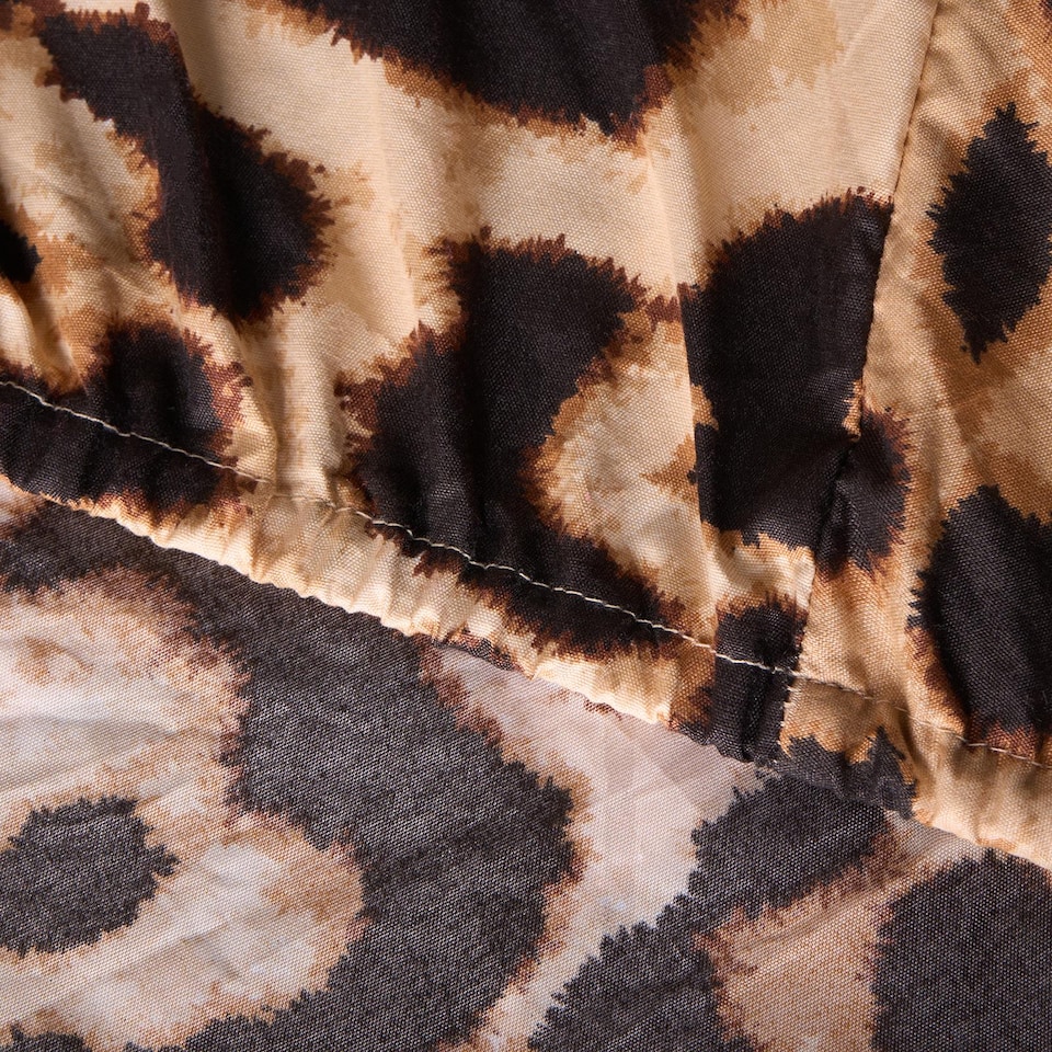 image 1 of OHS Leopard Print Microfibre Easy Care 25cm Deep Fitted Bed Sheet | Brown | Natural | King