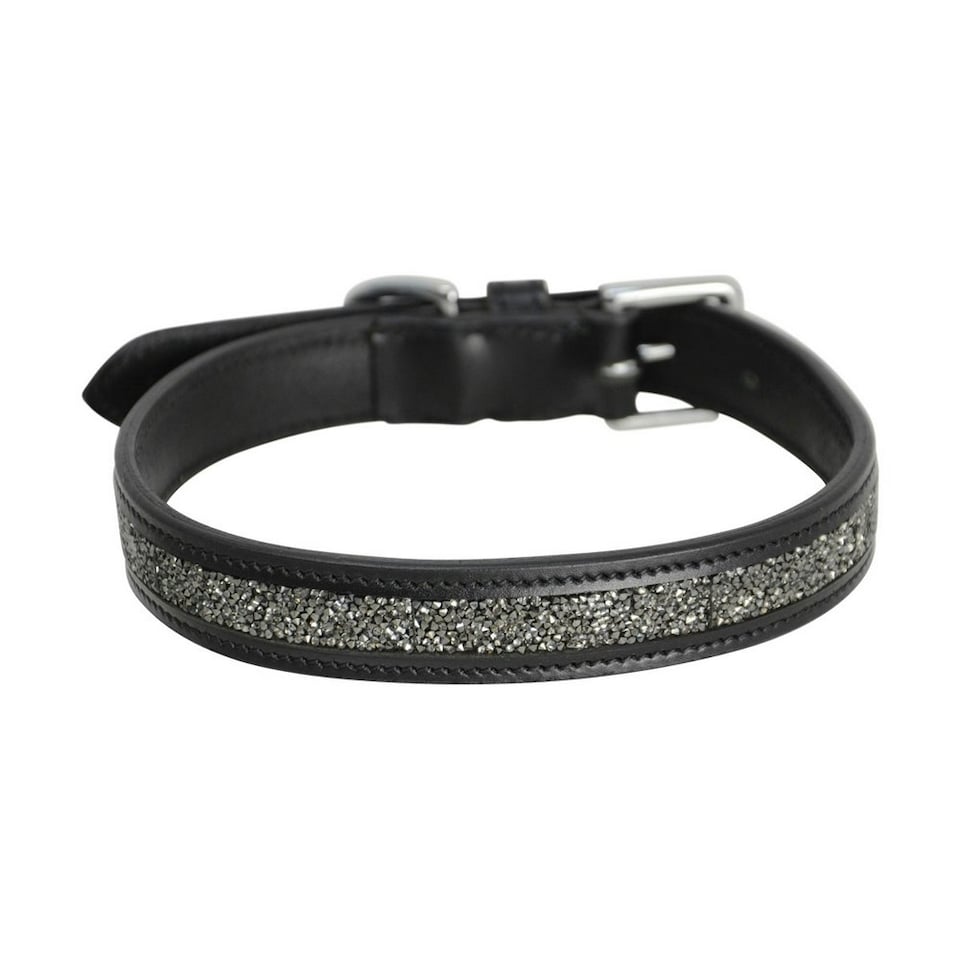 Hy Encrusted Dog Collar - Black - 12in