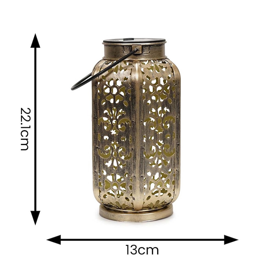 image 1 of ValueLights Solar Lantern Matte Copper Lantern with Copper Oval Shade and Integrated LED .1W Warm White 3000K Bulb | Gold