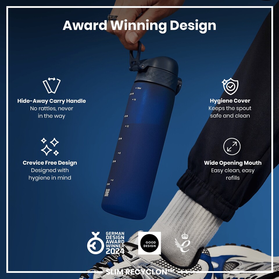 image 1 of Leak Proof Slim Water Bottle, BPA Free, 500ml (18oz) | Blue | Navy | One Size