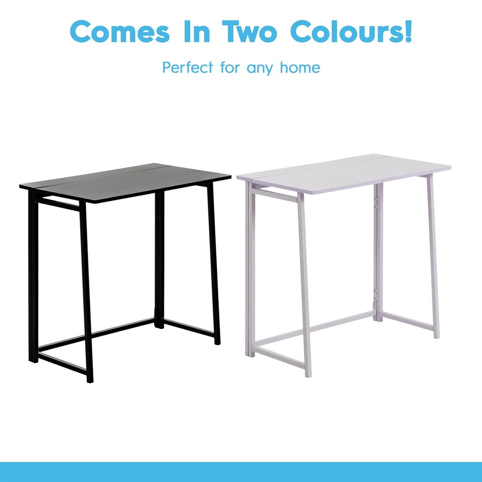 image 1 of Harbour Housewares Deluxe Folding Wooden Desk & Chair Set - Durable Compact Computer Office Study Desk & Chair Set | White | Lilac / White Chair | One Size