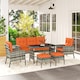 image 8 of Outsunny 6 Pieces Rattan Garden Furniture Sofa Set with Cushions, Orange | Orange | Orange