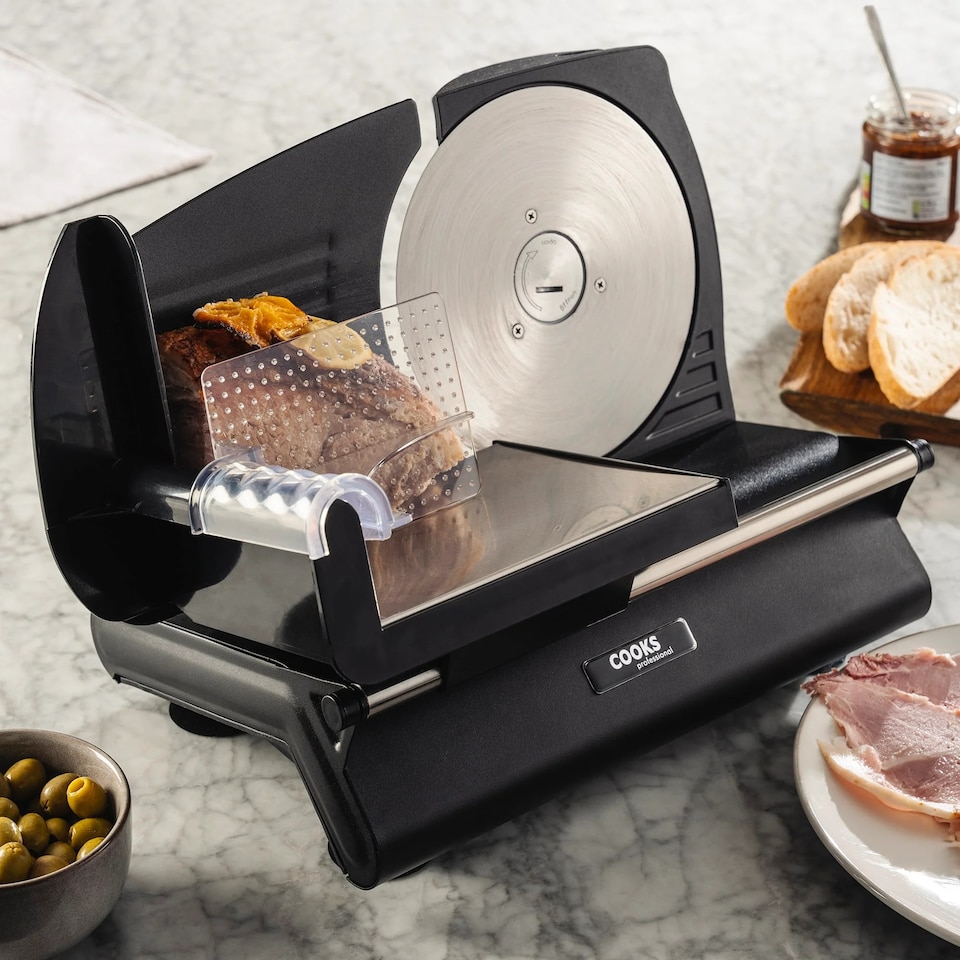 image 1 of Cooks Professional Electric Food Slicer Machine for Bread Meat Cheese Vegetables 150W