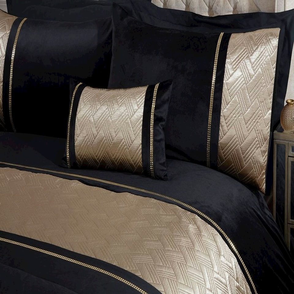 image 1 of Capri Polycotton Duvet Cover Set With Pillowcase Gold | Double