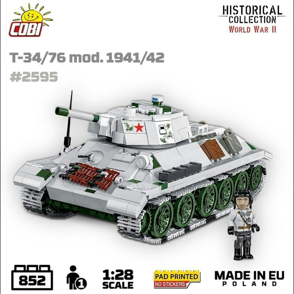 image 1 of T34/76 mod. 1941/1942 brick tank model - COBI 2595 - 852 bricks