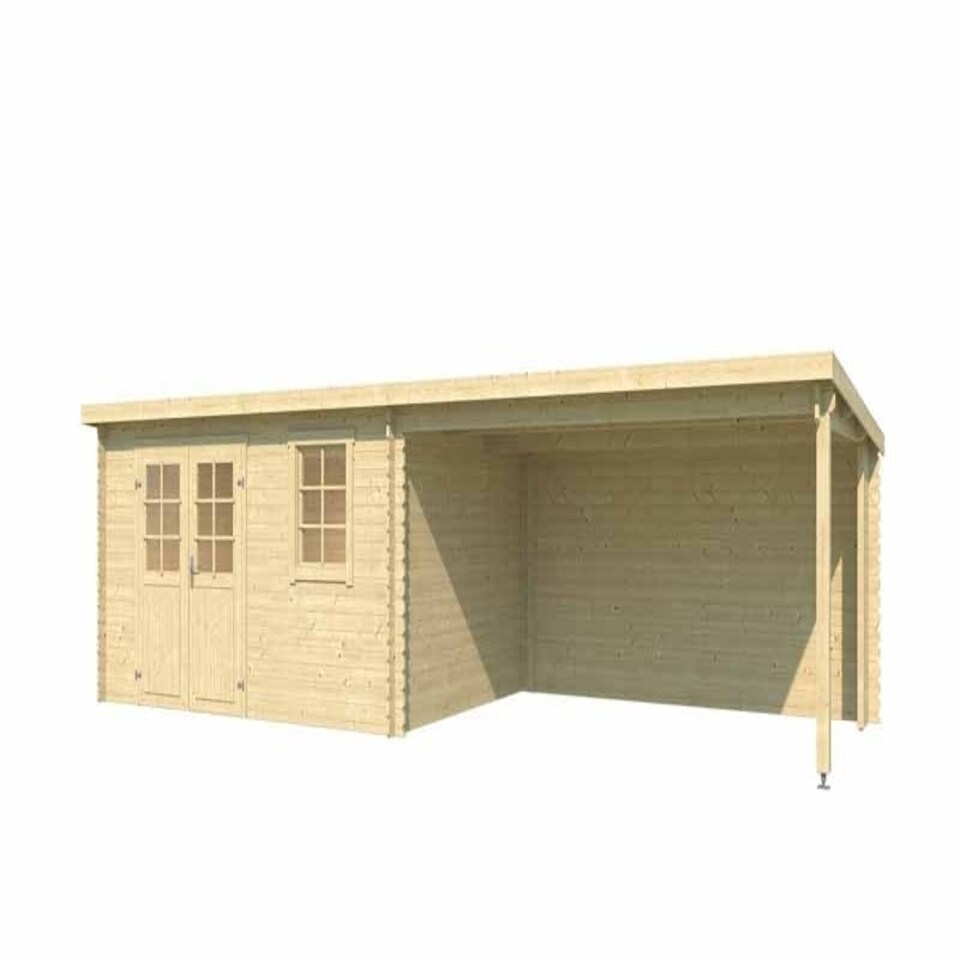 image 1 of Reno-Log Cabin, Wooden Garden Room, Timber Summerhouse, Home Office - L780 x W313.9 x H210.9 cm Brown