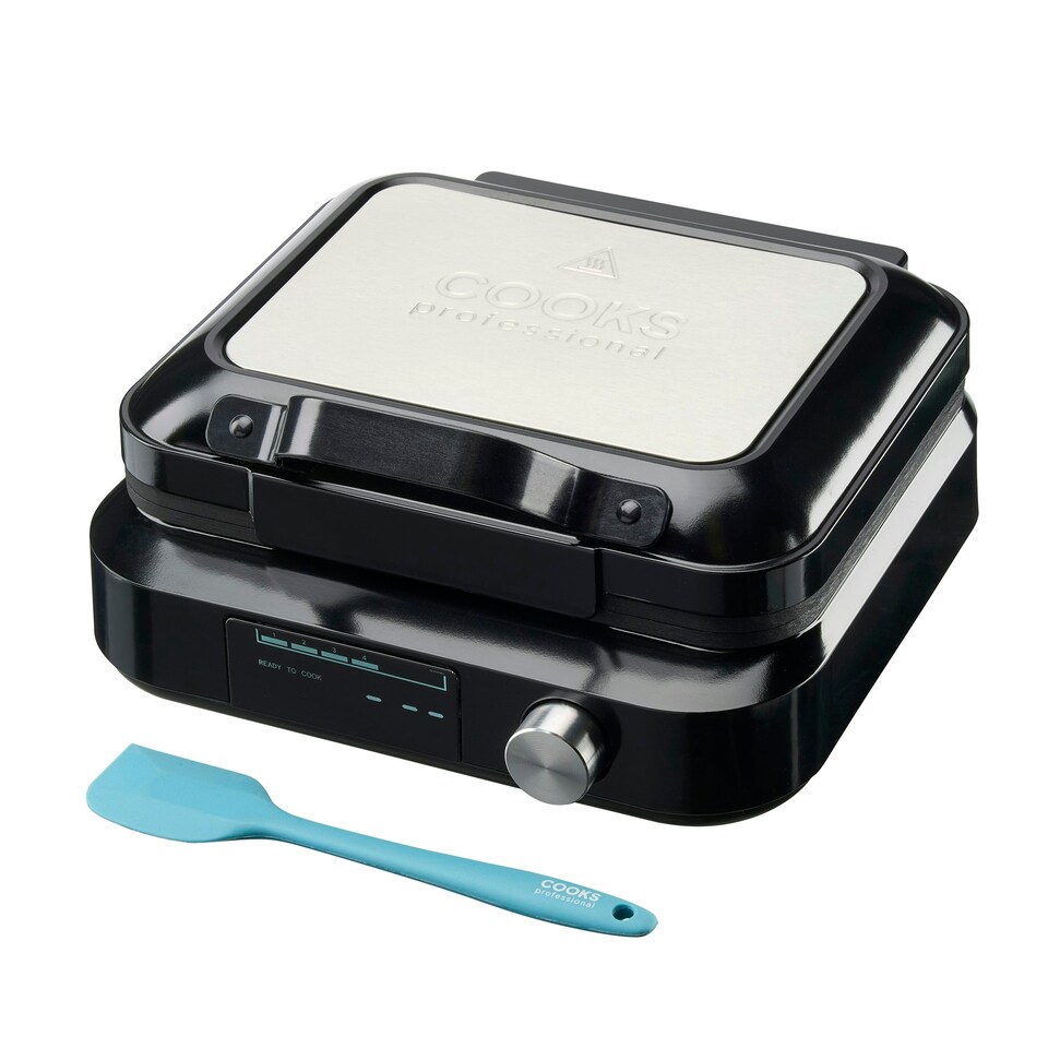 image 1 of Cooks Professional Digital Dual Waffle Maker Iron Machine with Non-Stick Plates, Adjustable Temperature & Spatula - 1500W
