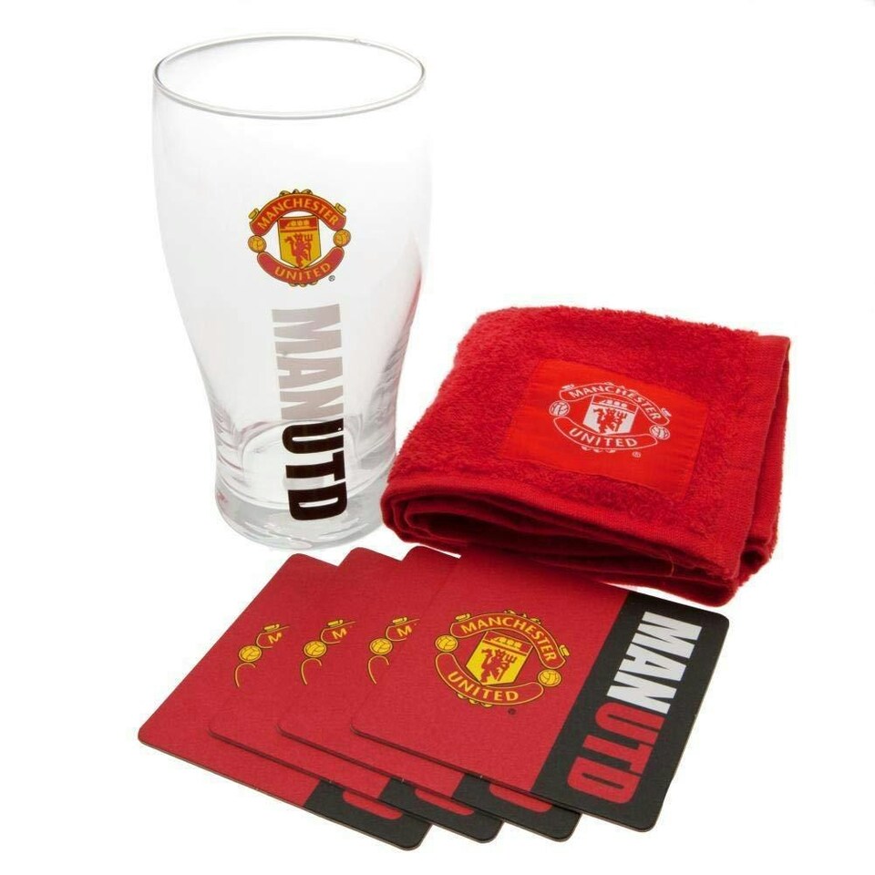 Manchester United FC Mini Bar Set - Red/Yellow/Clear - One Size