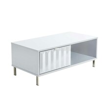 Coffee Table 1 Drawer High Gloss Living Room Storage Furniture 1 Meter Wide White