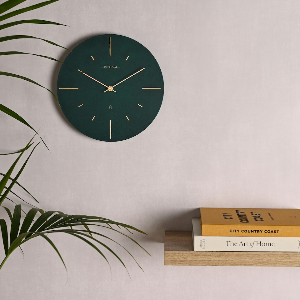 image 1 of Interval Resin Wall Clock 30cm - Emerald & Gold Green | Emerald & Green
