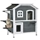 image 1 of PawHut Wooden Cat House Cat Cave Pet Shelter Condos Outdoor Grey