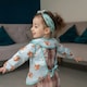 image 4 of Ziggle Baby Top Bow Turban Headband - Squirrel | Blue | 1