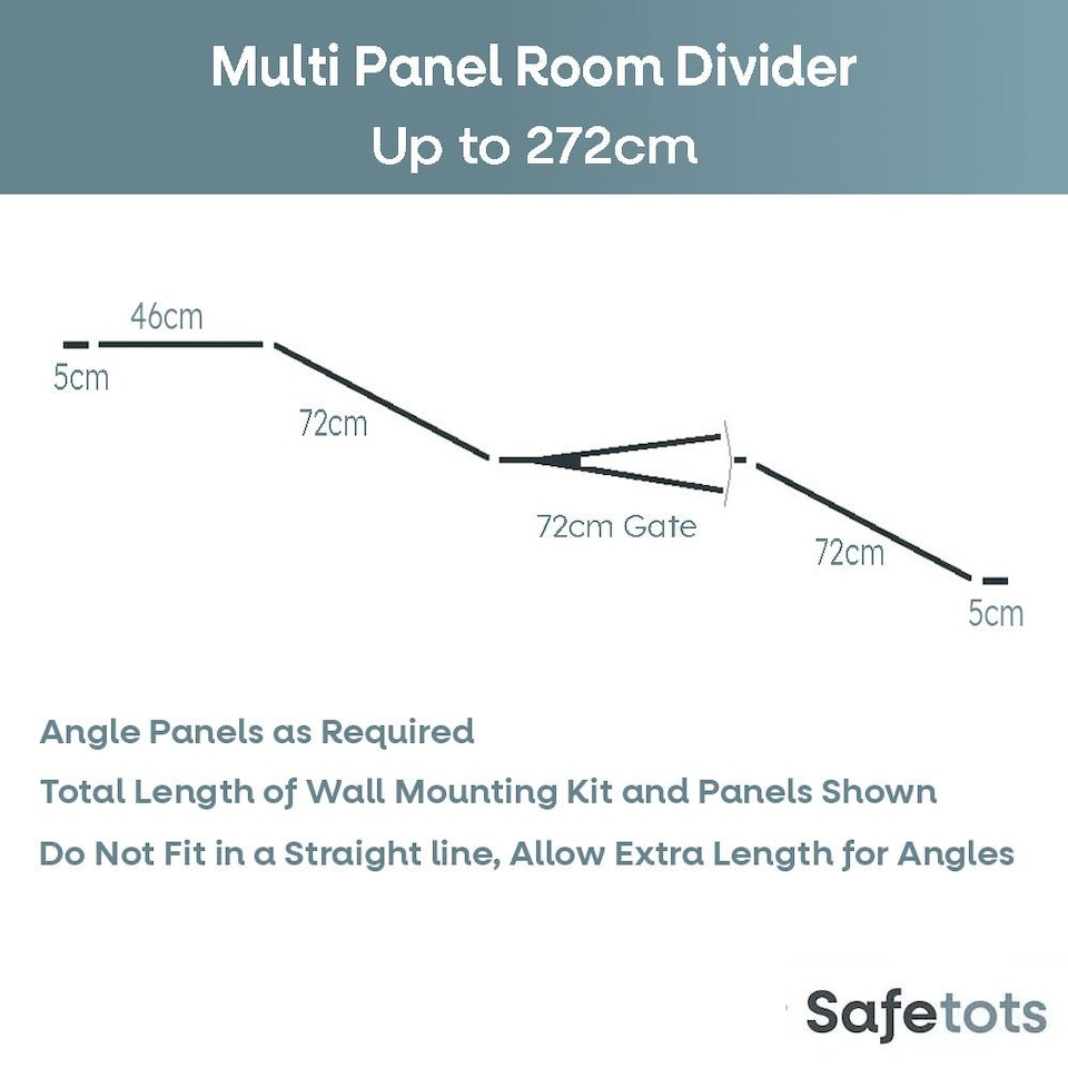 image 1 of Safetots Premium Extra Tall Room Divider, up to 272cm Wide, Black, 105cm Tall, Multi Panel Barrier for Baby and Toddler | Black