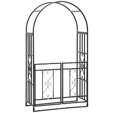 Outsunny Metal Garden Arch with Double Gate, Garden Arbor Climbing Plants