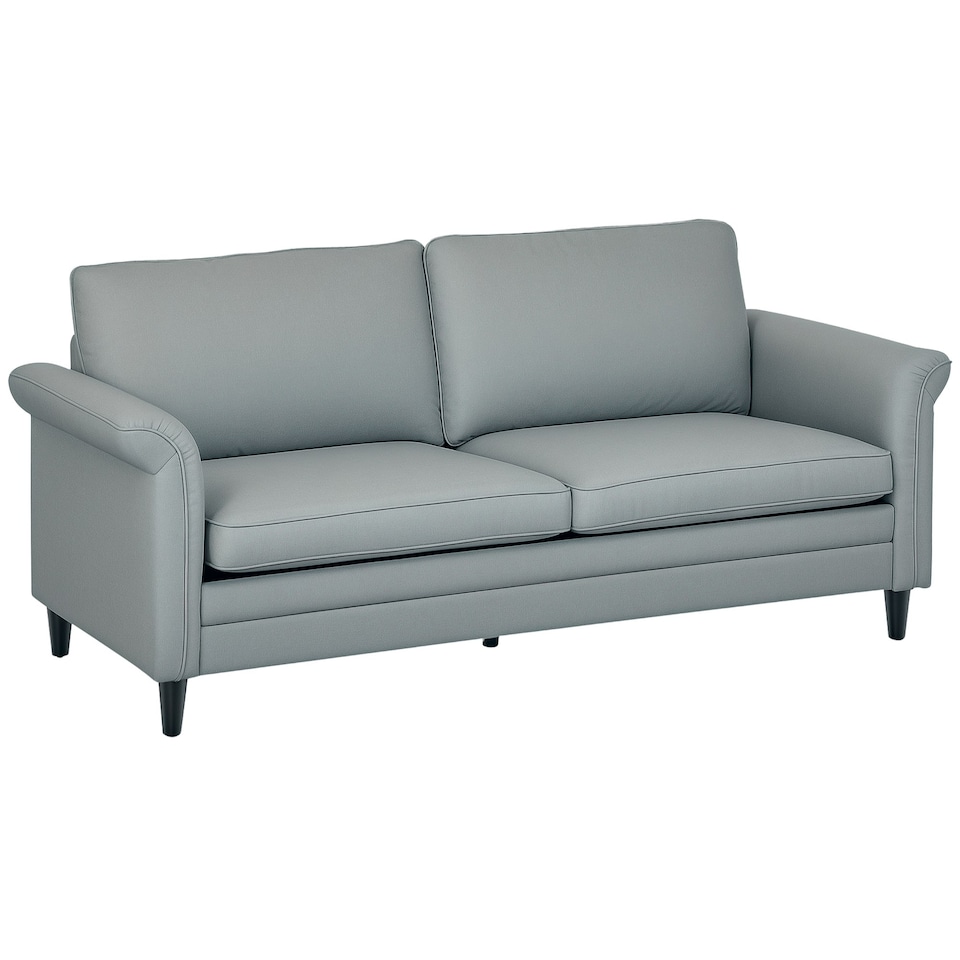 image 1 of HOMCOM Modern 3 Seater Sofa for Living Room, Fabric Couch Settee, Grey 