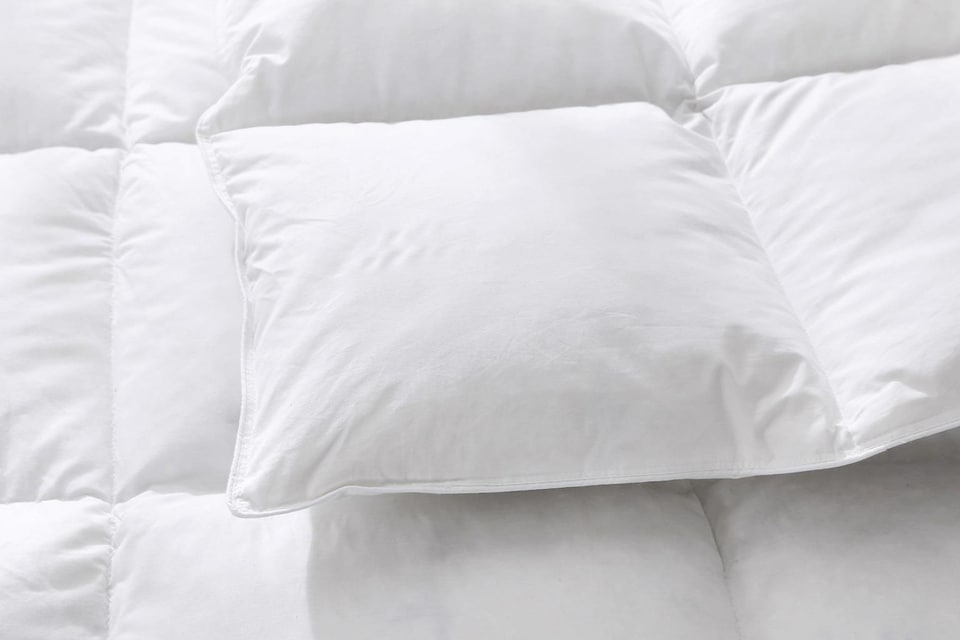 image 1 of 10.5 Tog Double Duck Feather & Down Duvet Cotton Cover Summer | White | White