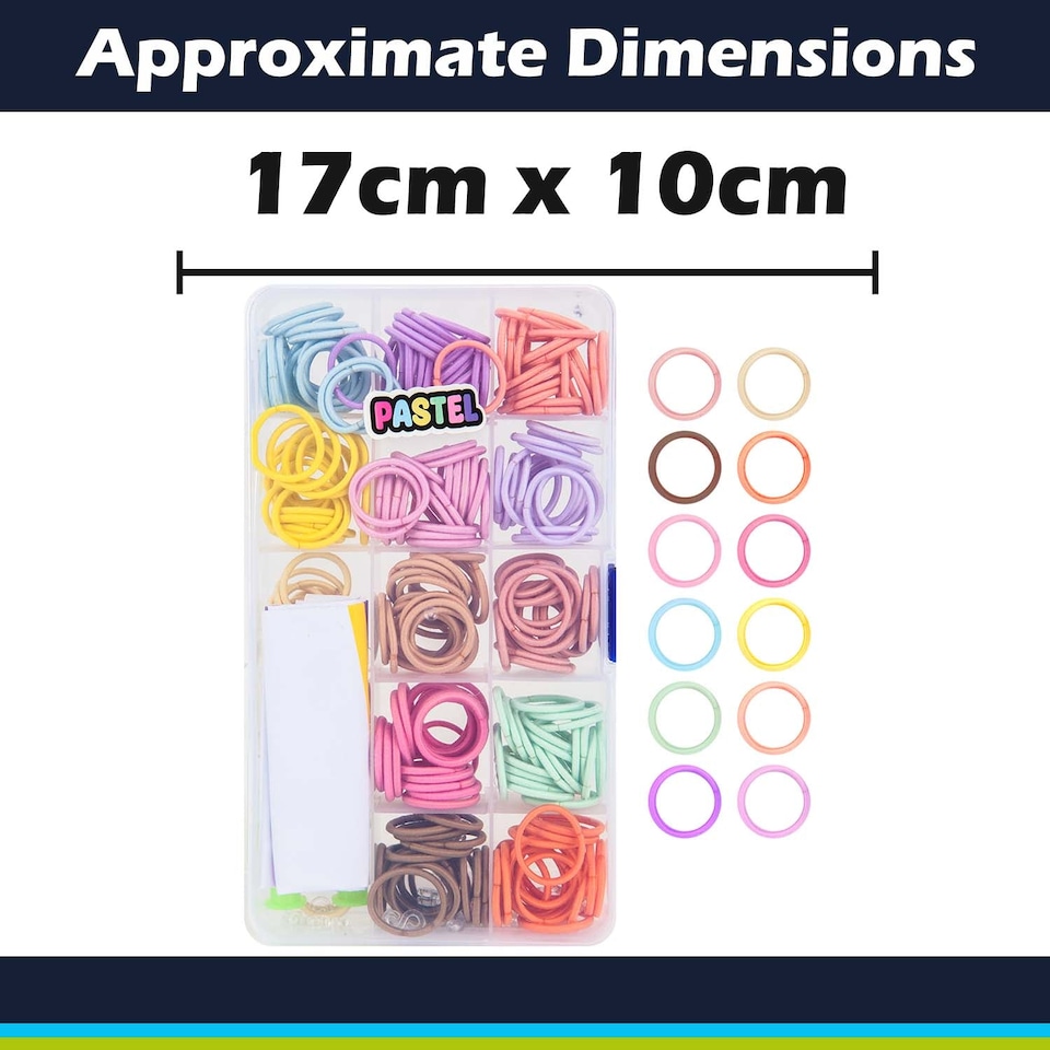 image 1 of PMS Loom Bands Pastel 250-Piece Set in Clear Storage Box - 17cm x 10cm