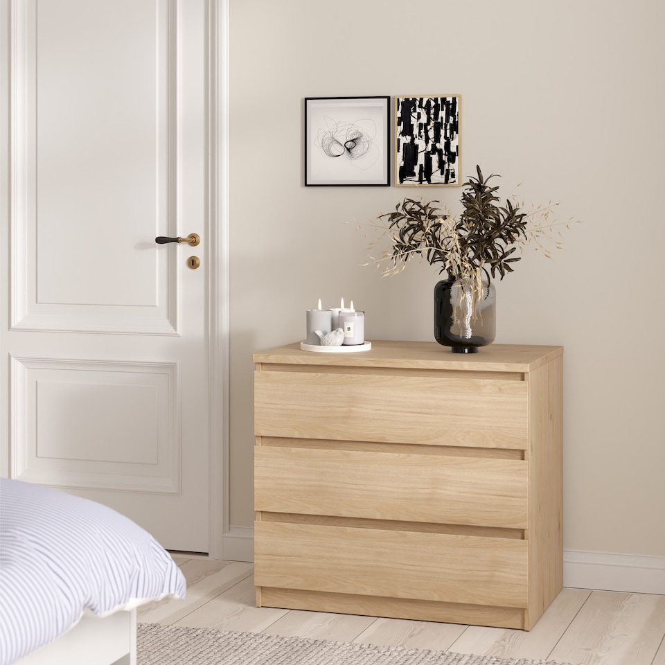 image 1 of Naia Chest of 3 Drawers in Jackson Hickory Oak