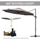 image 3 of Outsunny 3M Cantilever Parasol, Hanging Garden Umbrella Sun Shade with 360 Rotation, Aluminium Frame, Cross Base, Hand Crank, Grey