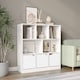image 2 of Asymmetrical 8 Cube White Freestanding Bookcase Shelf Storage Unit with 3 Doors | White | Line Design Doors - White