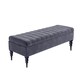 image 1 of 150cm Sierra Striped Ottoman Storage Bench with Black Turned Wooden Legs - Steel Grey Plush Velvet Upholstered Shoes Bench