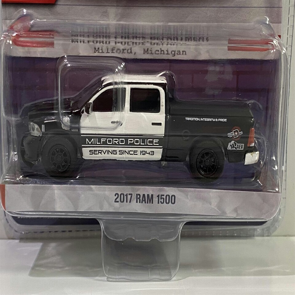 image 1 of 2017 RAM 1500 Milford Police Hot Pursuit 1:64 Greenlight 42980E